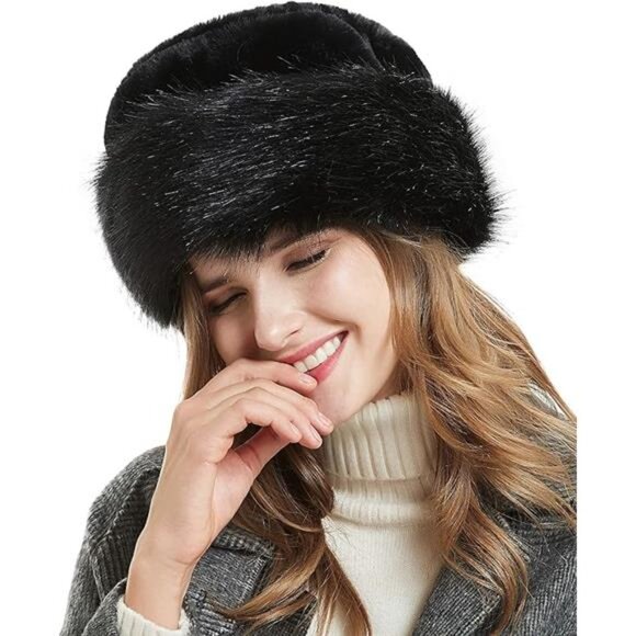 sy soul young Women\'s Leopard Faux Fur Hats Fluffy Bucket Hat Russian Style for main image 6